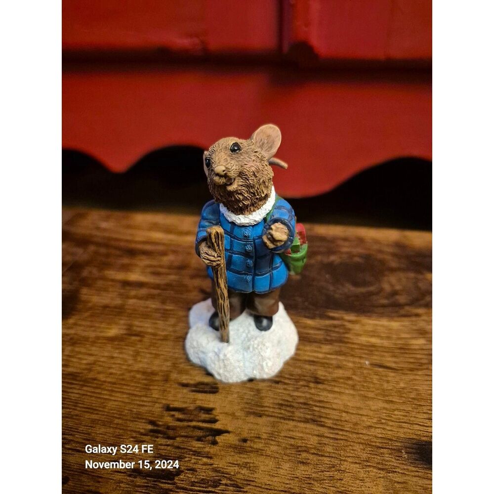 2002 Pipka Merry Mice Sam The Mail Mouse Figurine 40020 Christmas Disply Vintage